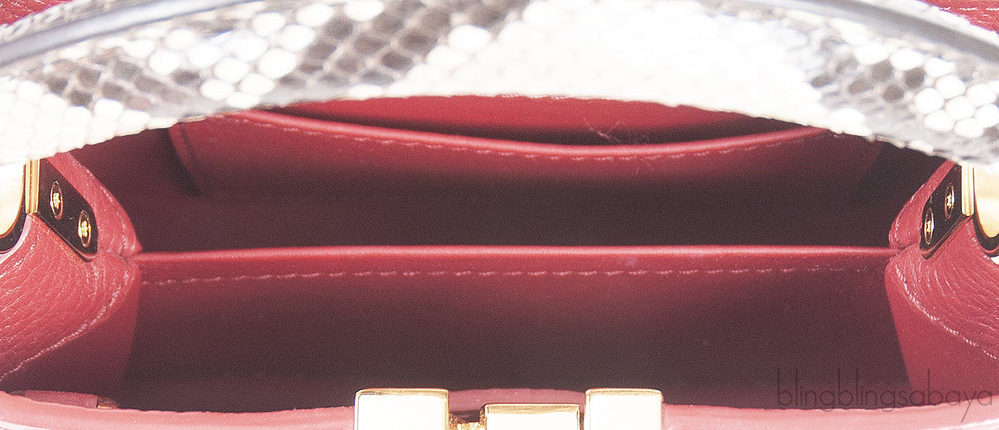 Burgundy Natural Python Mini Capucine Bag