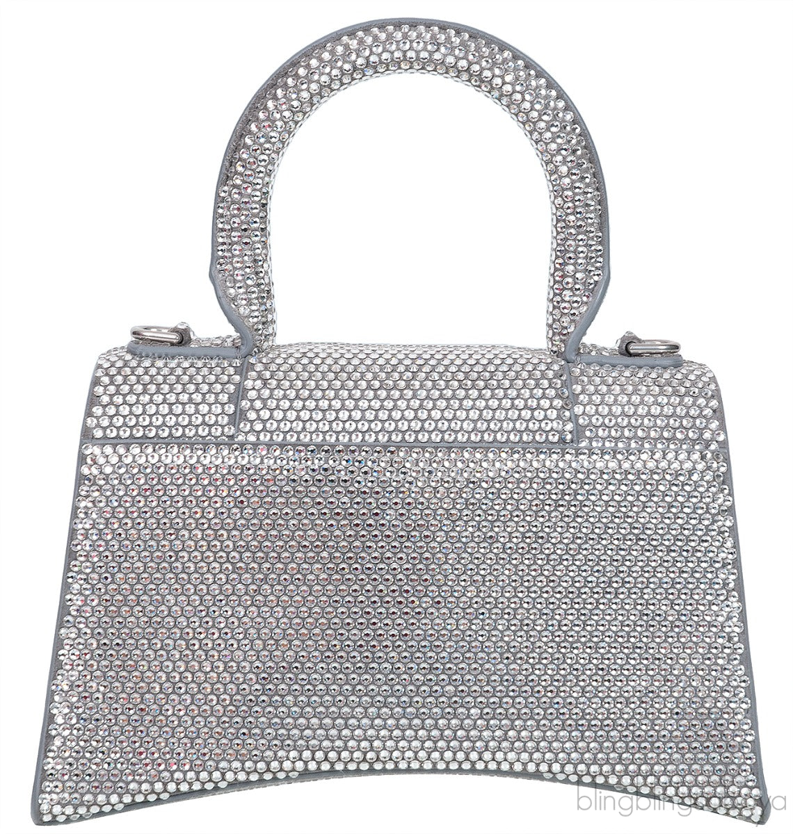 Hourglass XS Silver Rhinestone Suede Calfskin
