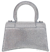 Hourglass XS Silver Rhinestone Suede Calfskin