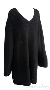 Black Sequin Long Sleeve Knitted Sweatshirt