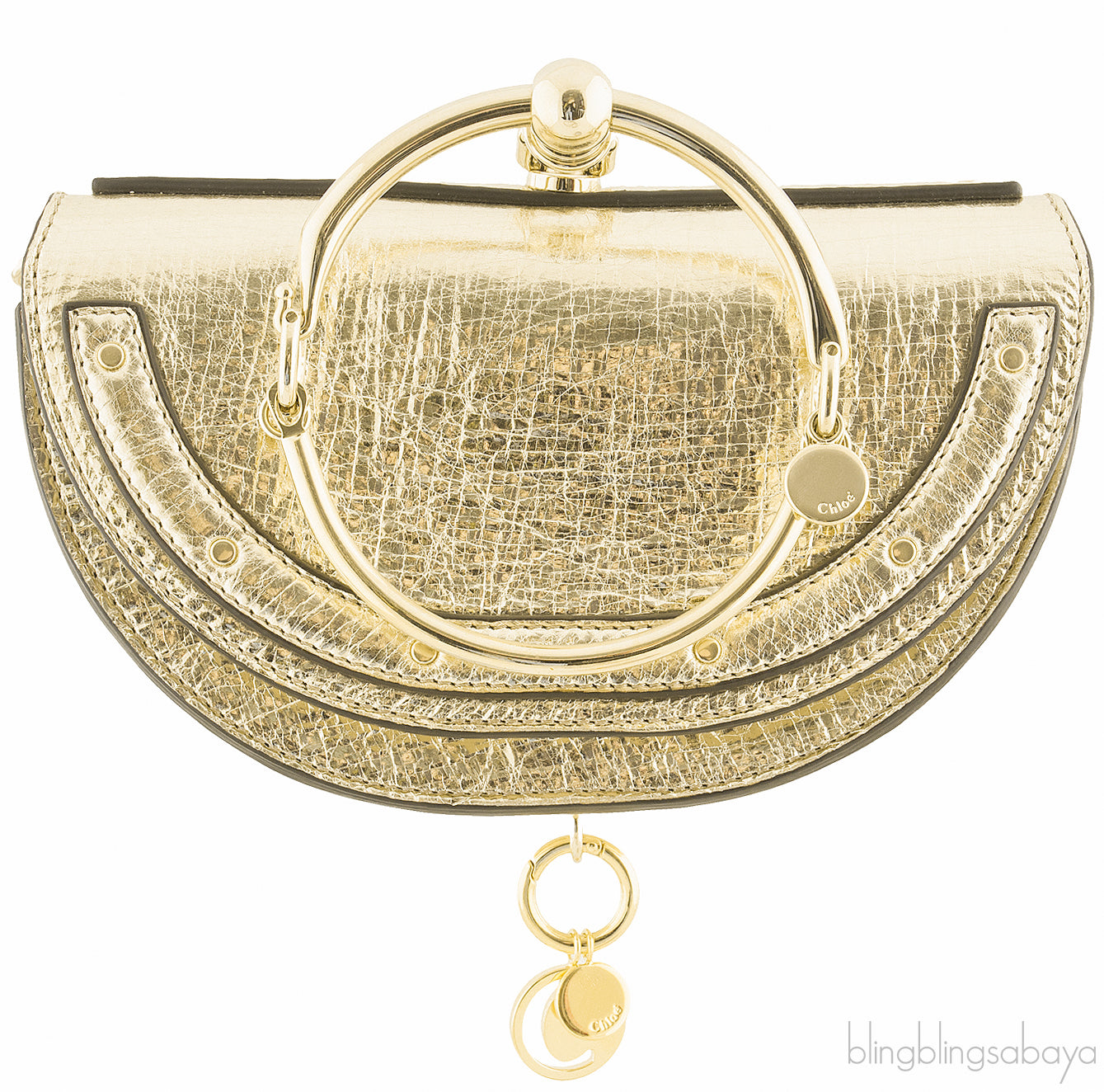 Metallic Gold Nile Minaudiere Clutch