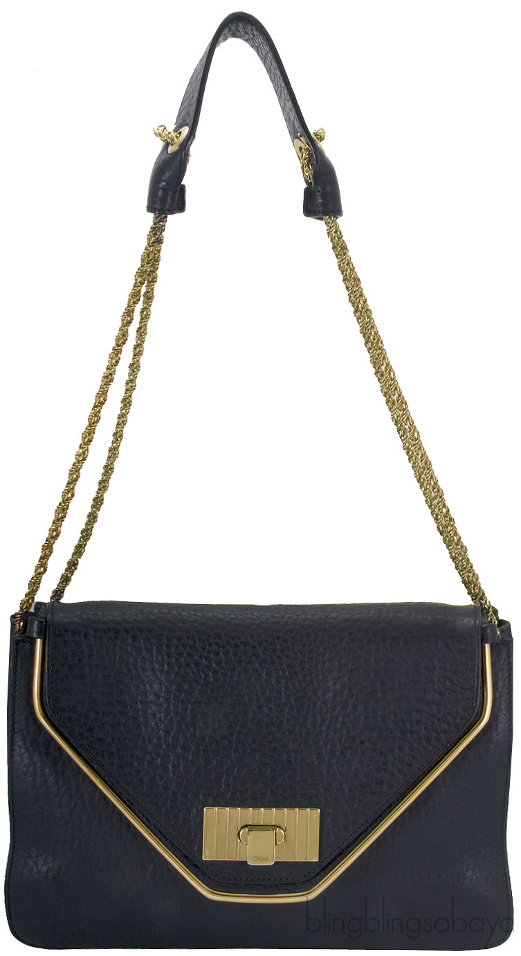 Sally Black Textured Shoulder Bag