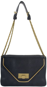 Sally Black Textured Shoulder Bag