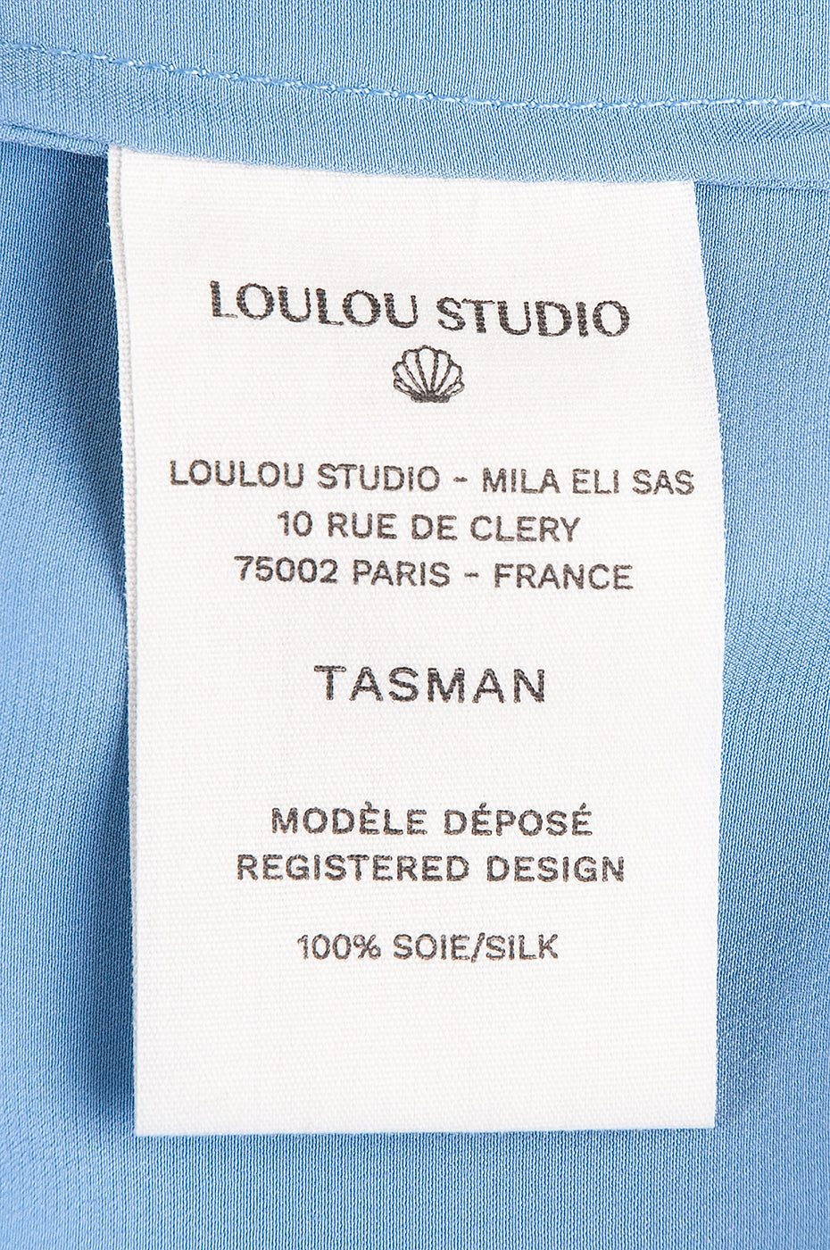 Tasman Silk-Satin Light Blue Midi Dress
