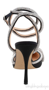 Black Double Crystal Bow Pumps