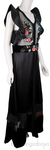 Sequin Embellished Black Maxi Dress