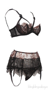 Black and Metallic Bronze Underwear Set