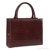 Burgundy Crocodile Top Handle Bag