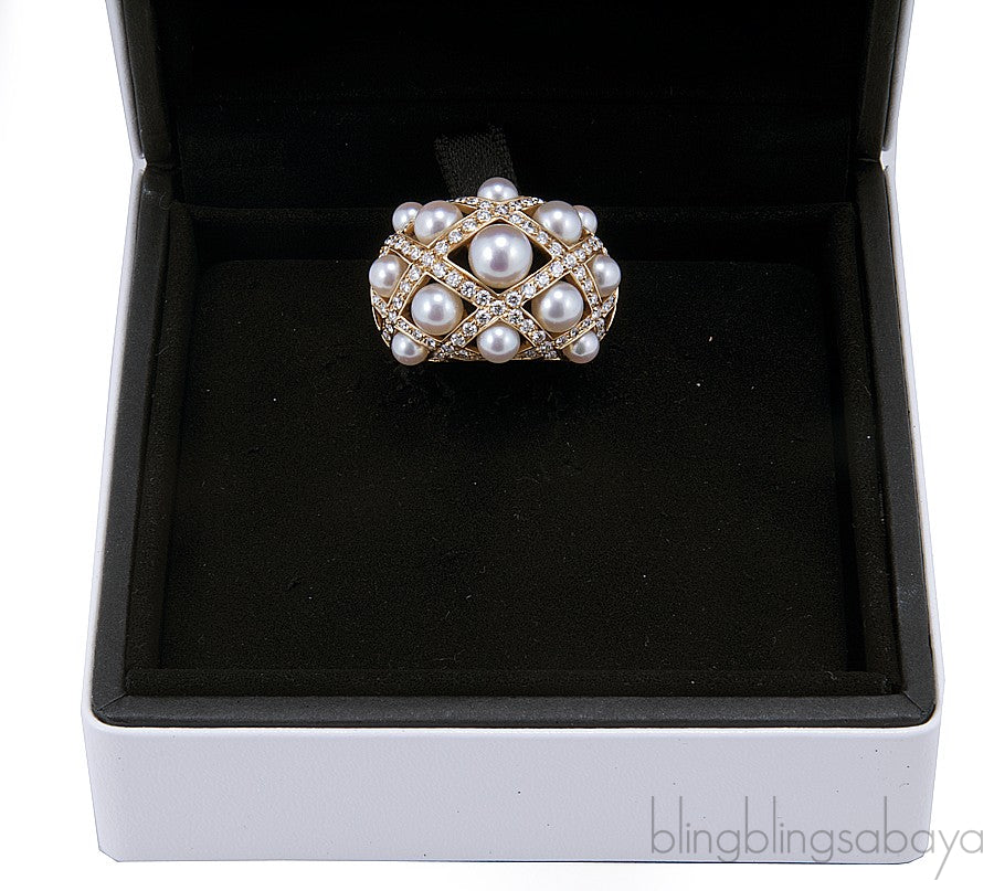 Pearl Diamond Matelasse Ring
