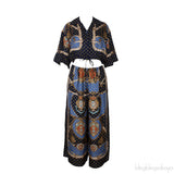 Polka-dot Chain & Crest Printed Shirt and Wide Leg Trouser