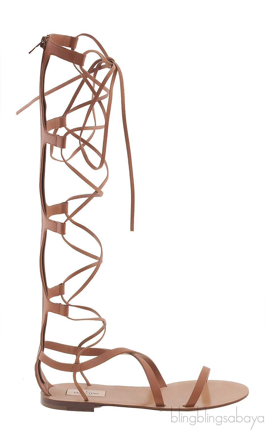 Valentino Garavani Brown Gladiator Flat Sandals