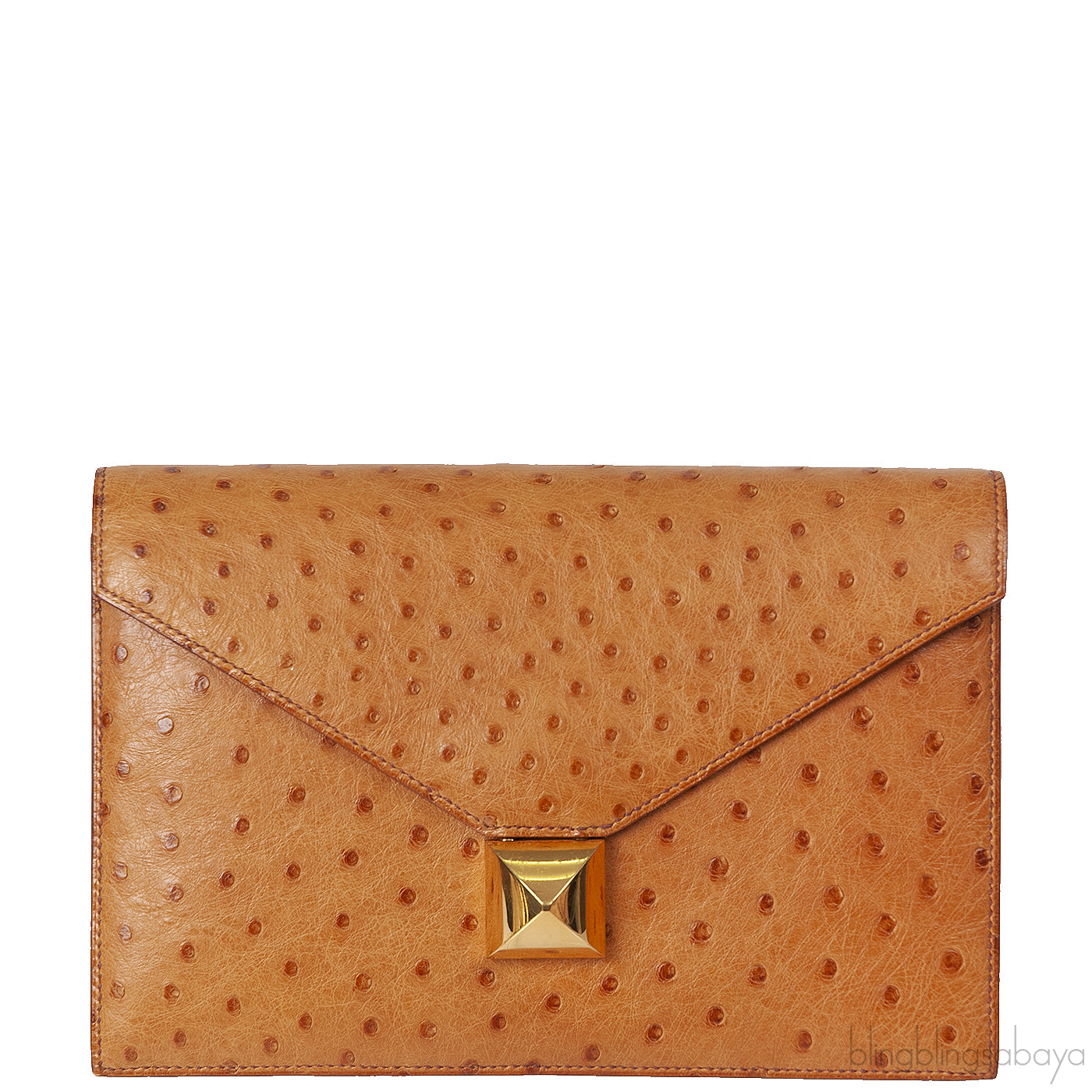 Hermes Vintage Medor Gold Ostrich Clutch