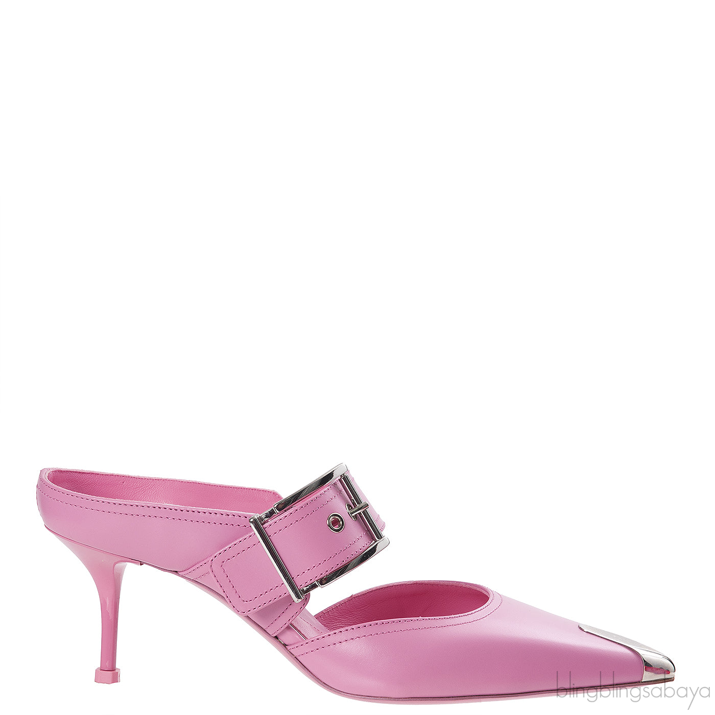 Alexander McQueen Pink Punk Buckle Mules