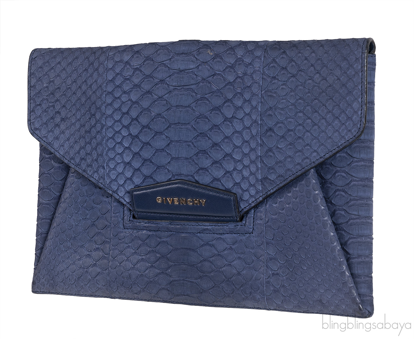 Blue Python Antigona Envelope Clutch