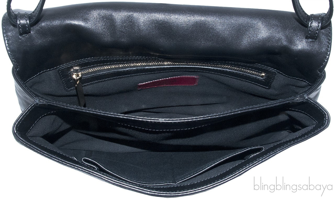 Rosette-appliquéd Leather Clutch