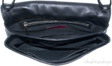 Rosette-appliquéd Leather Clutch