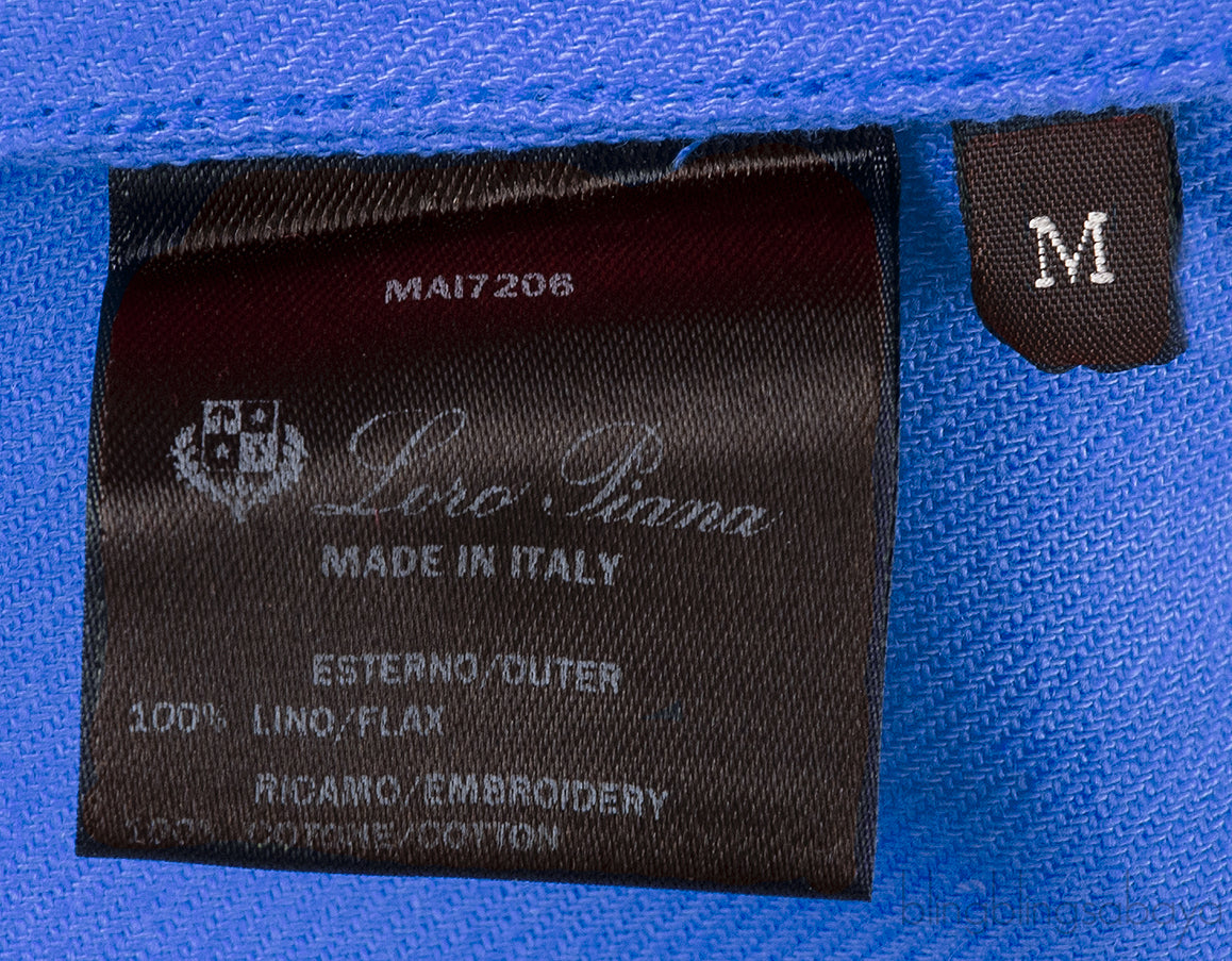 Blue Linen Embroidered Kaftan Dress