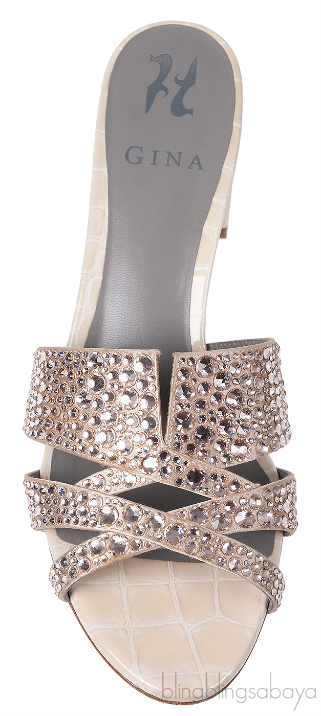 Pink Crystal Croc Embossed Sandals