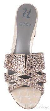 Pink Crystal Croc Embossed Sandals