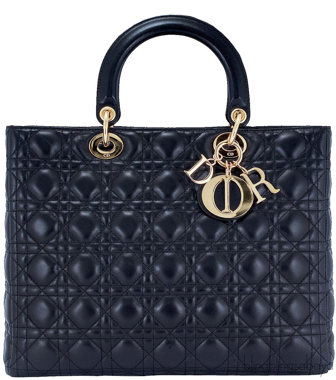 Lady Dior Large Black Quilted Bag