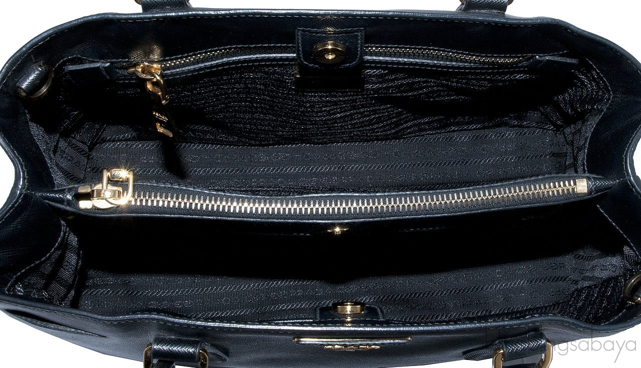 Black Saffiano Lux Leather Tote