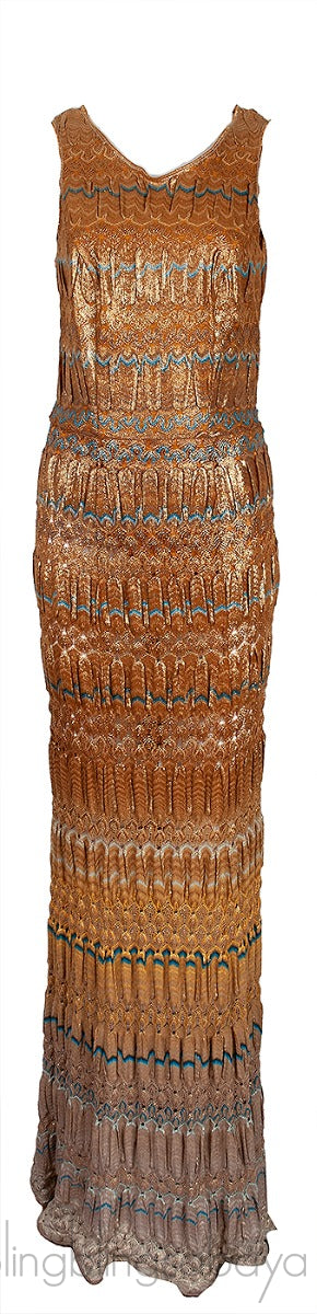 Metallic Gold Sleeveless Maxi Dress