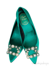Roger Vivier Emerald Green Floral Crystal Heels
