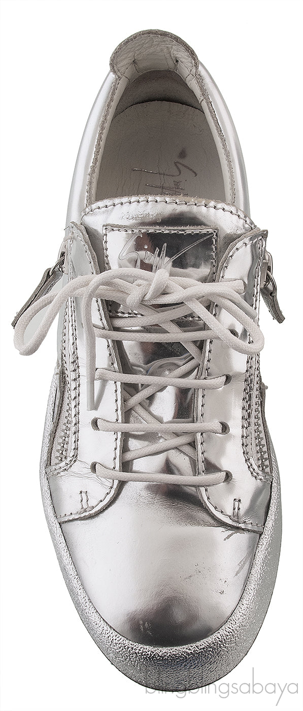 Silver Metallic Leather Sneaker