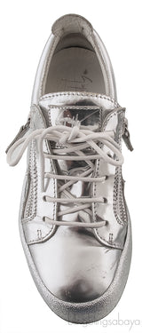 Silver Metallic Leather Sneaker