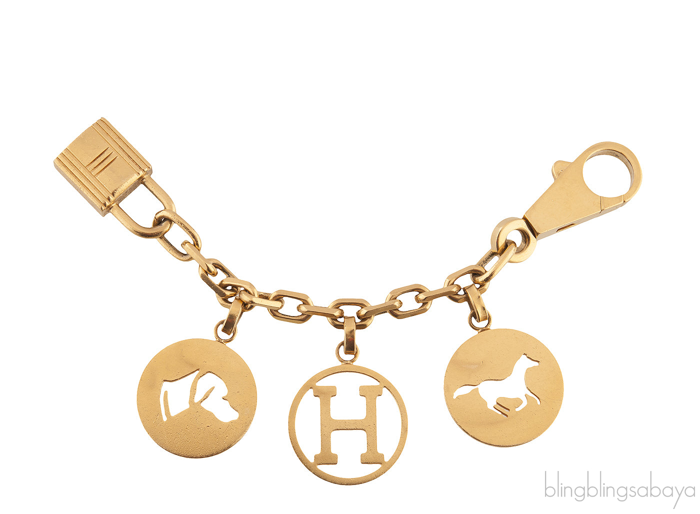 Gold Breloque Horse Dog H Charm