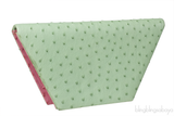 Laykh Apple Green & Pink Ostrich Trapezoid Clutch