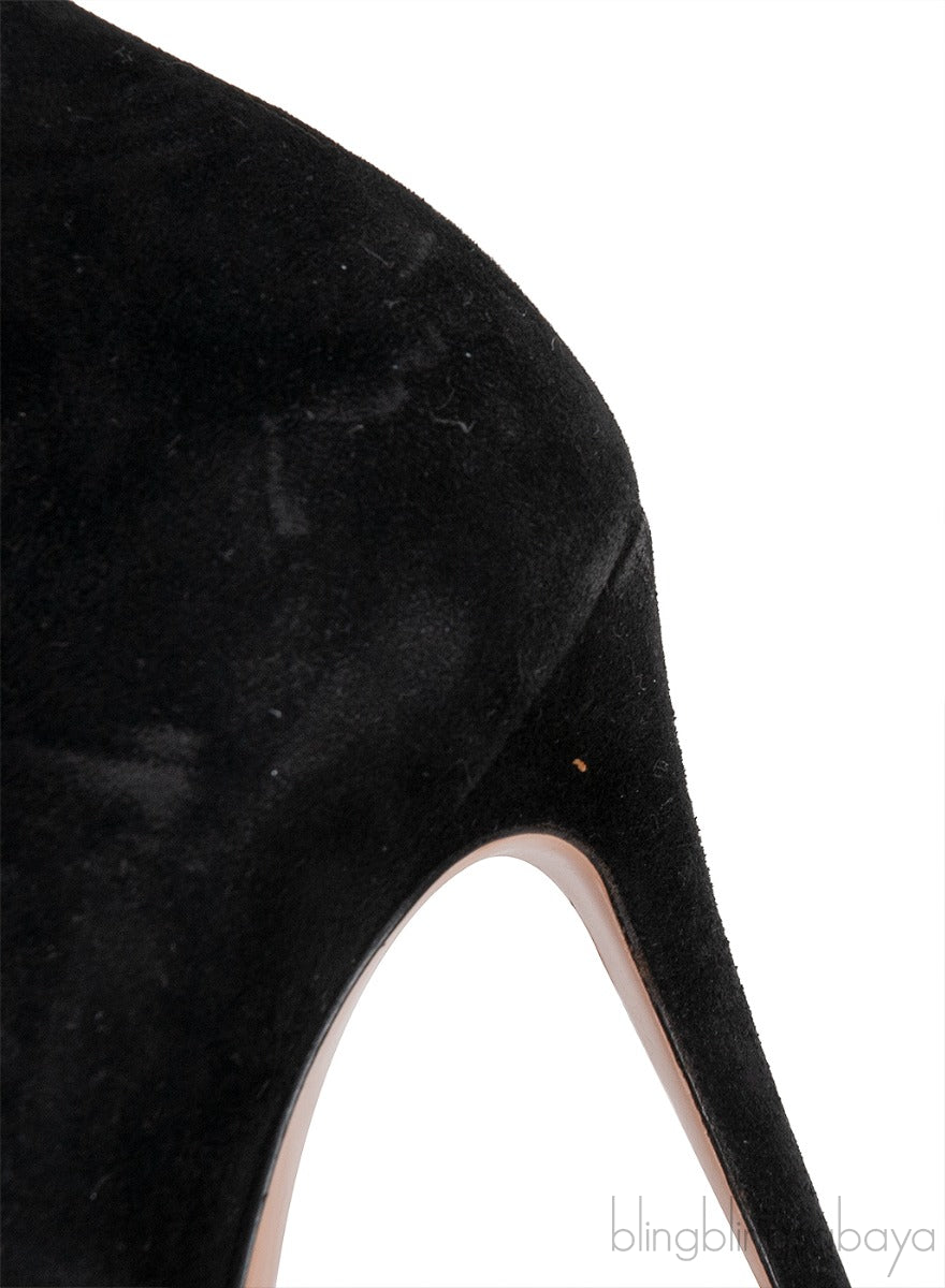 Suede Pointed Toe Black Heels