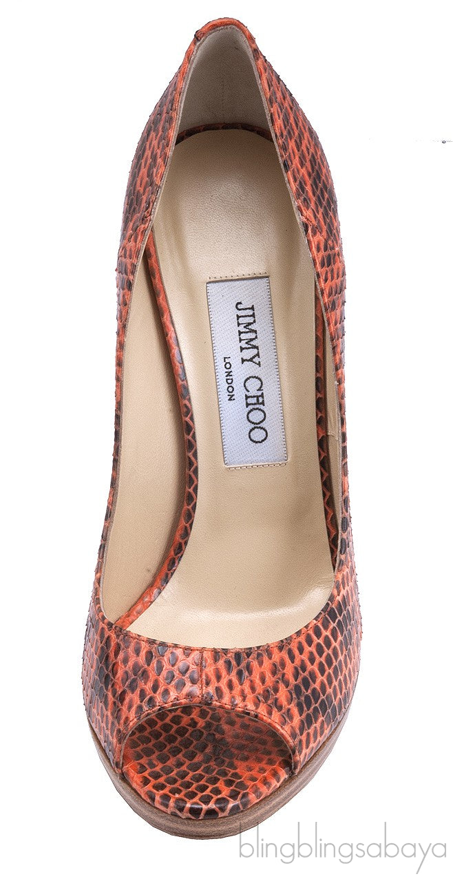 Python Orange Peep Toe