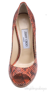 Python Orange Peep Toe