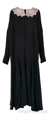 Black with Beige Contrasting Collar Dress