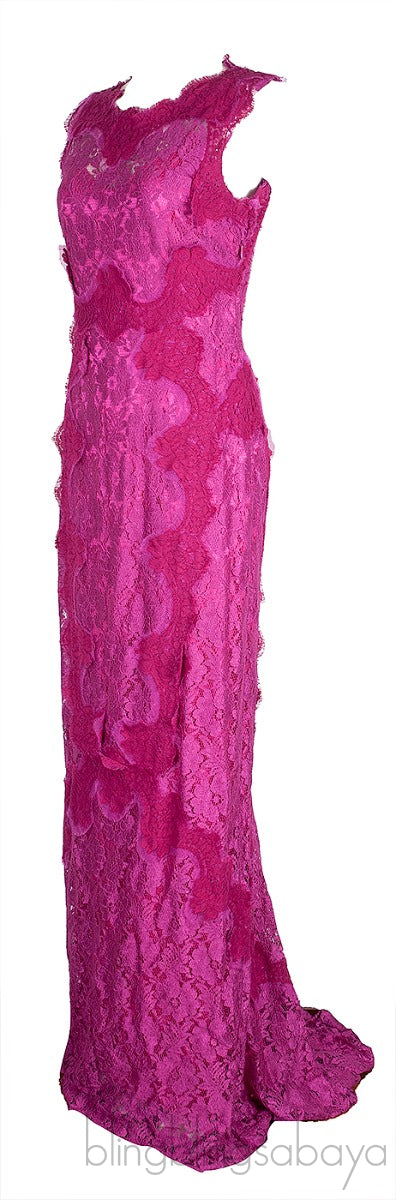 Fuchsia Lace Sleeveless Gown