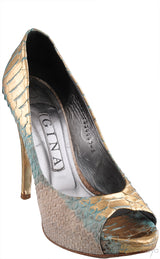 Python Multi-color Peep Toe Heels