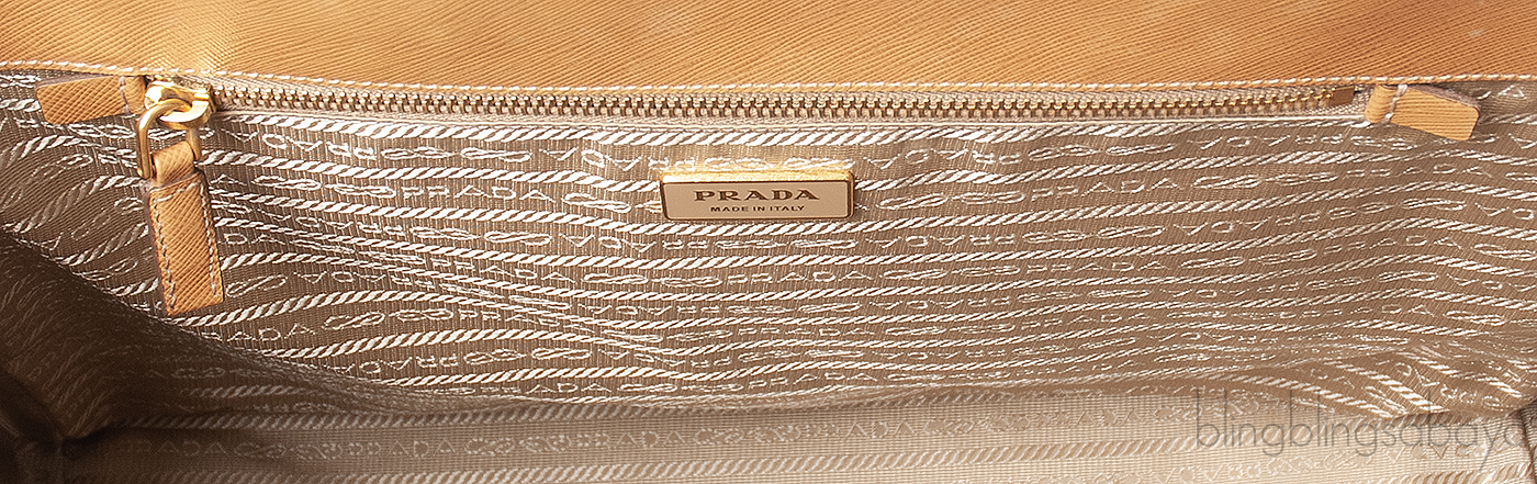 PRADA Gold Saffiano Double Zip Large Tote