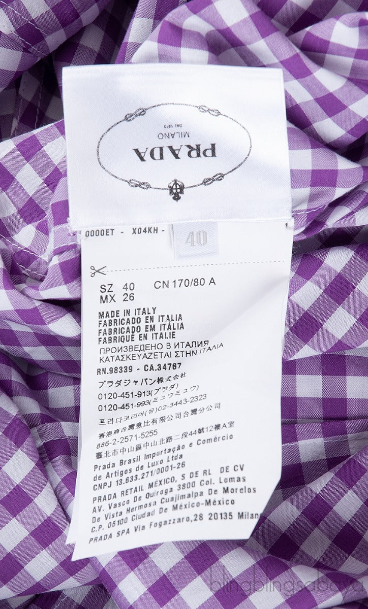 Purple Checkered Print Off-Shoulder Dress