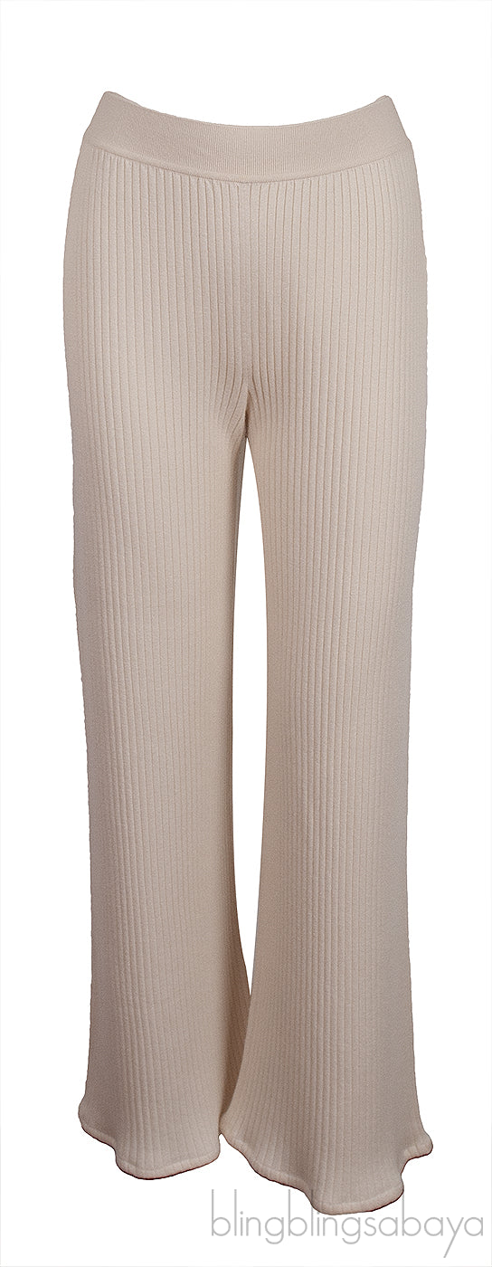 Off-white Cashmere Silk Blend Cardigan, Top & Wide Leg Set