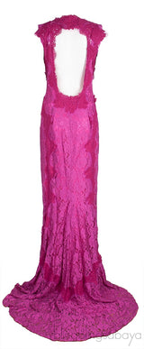 Fuchsia Lace Sleeveless Gown