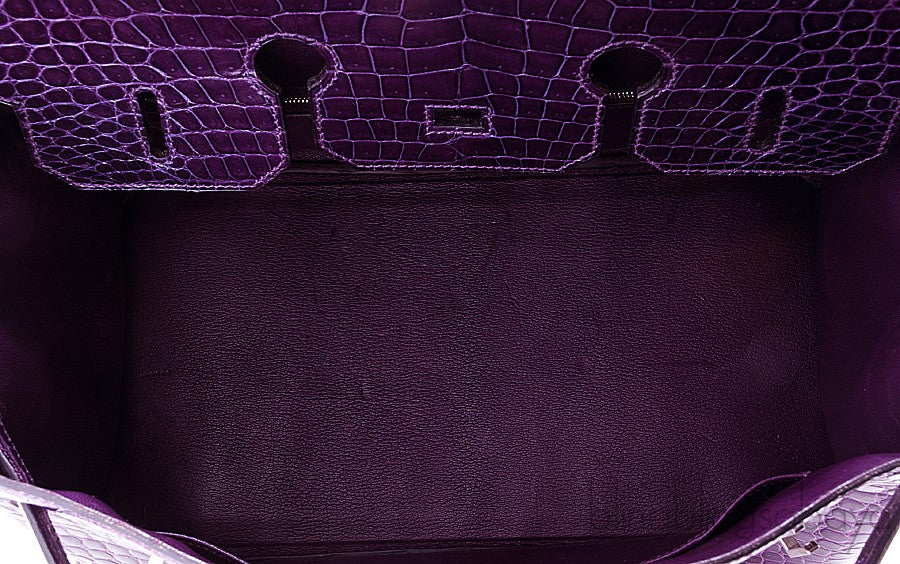 Birkin 35 Amethyst Porosus Crocodile