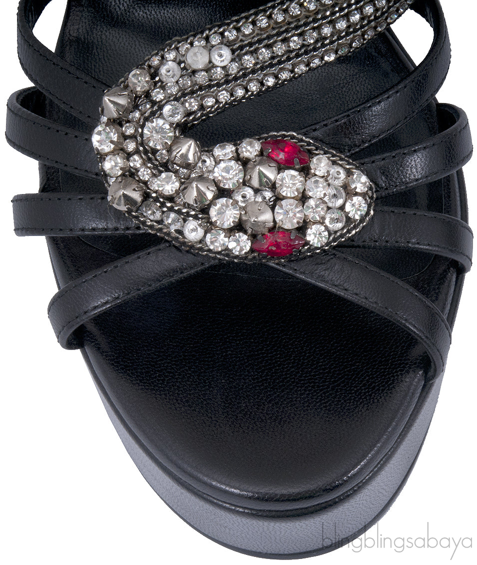 Black Serpent Crystal Heels