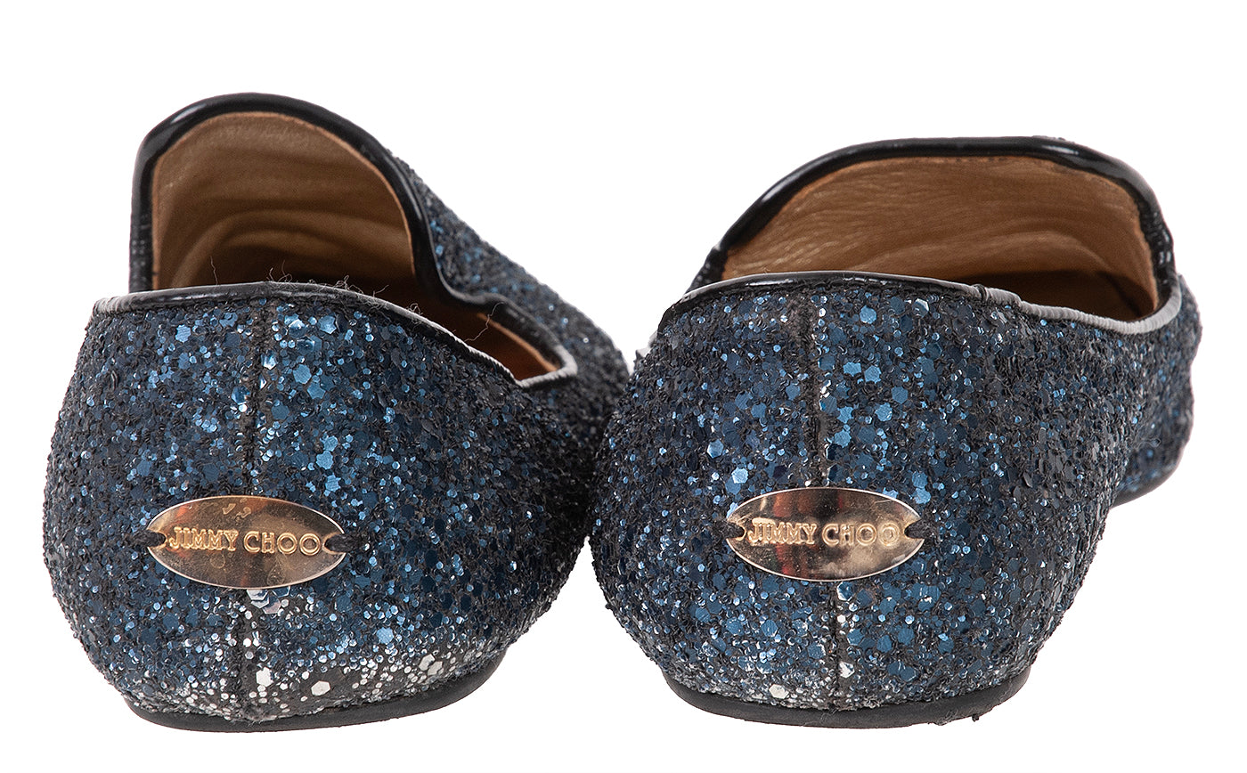 Dark Blue Glittery Flat Shoes