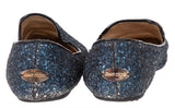 Dark Blue Glittery Flat Shoes