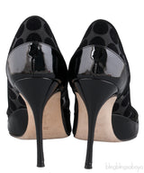 Black Mesh Polka Dot Heels