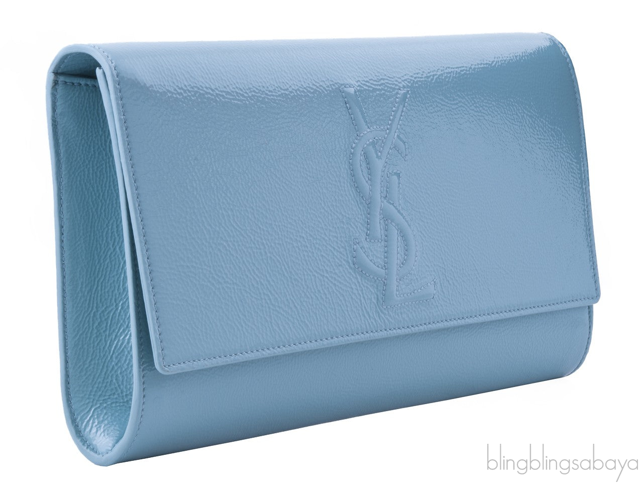 Sky Blue Patent Leather Clutch