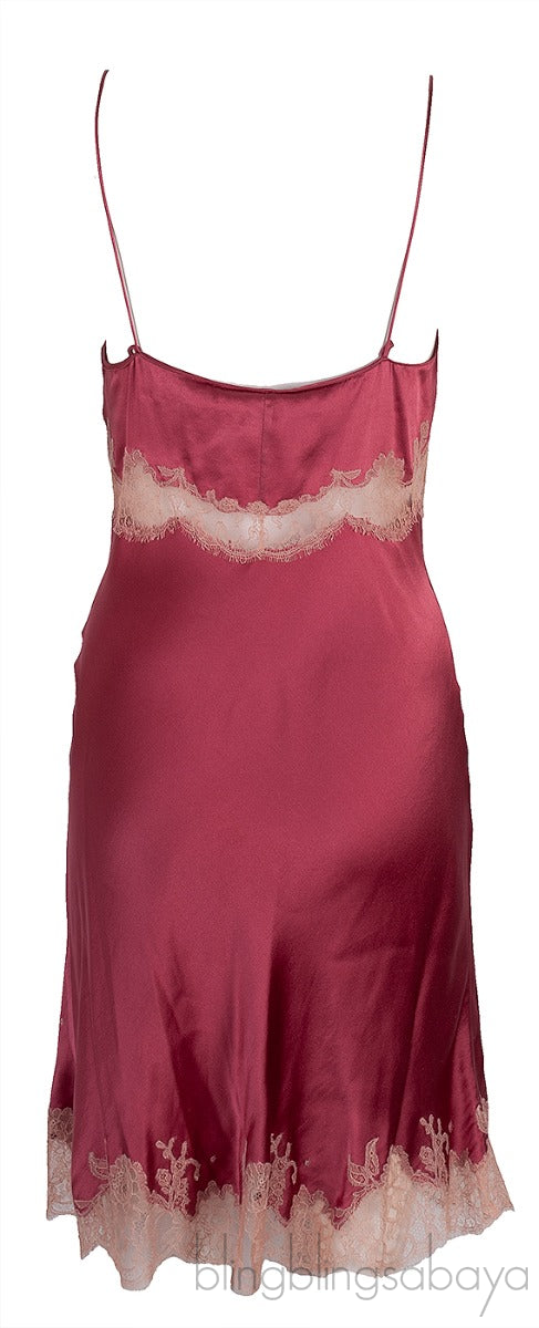 Carine Gilson Old Rose Lace Trim Cami Dress