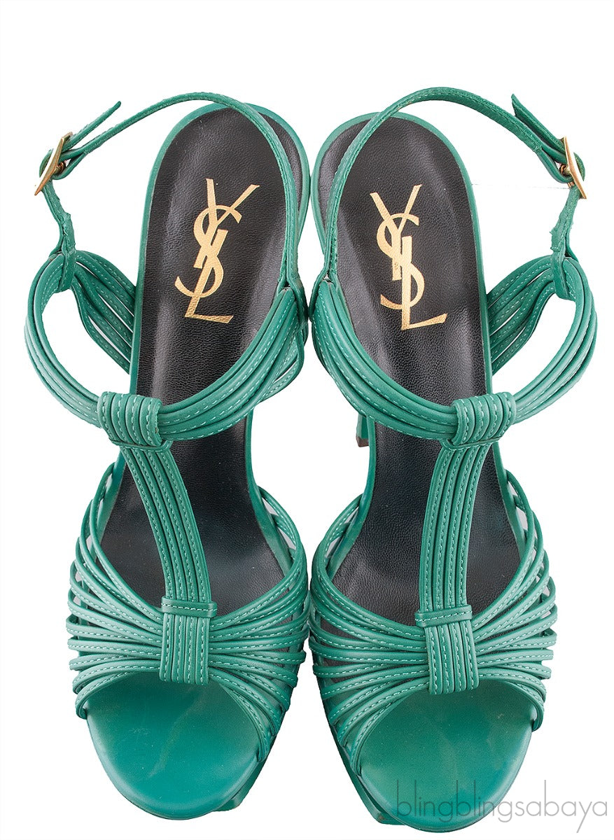 Green Strappy Slingback Sandals