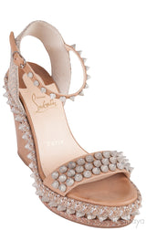 Beige Cordillera Studded Wedge Sandals